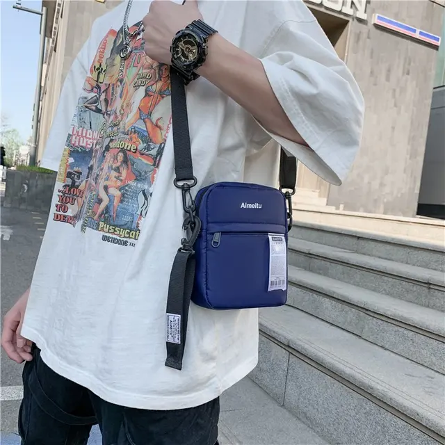 Vc Trend Street Men's Barrel-shaped Shoulder Bag Fashion Design Youth Sling  Bag Small Lightweight Nylon Crossbody Bags For Men - Shoulder Bags -  AliExpress