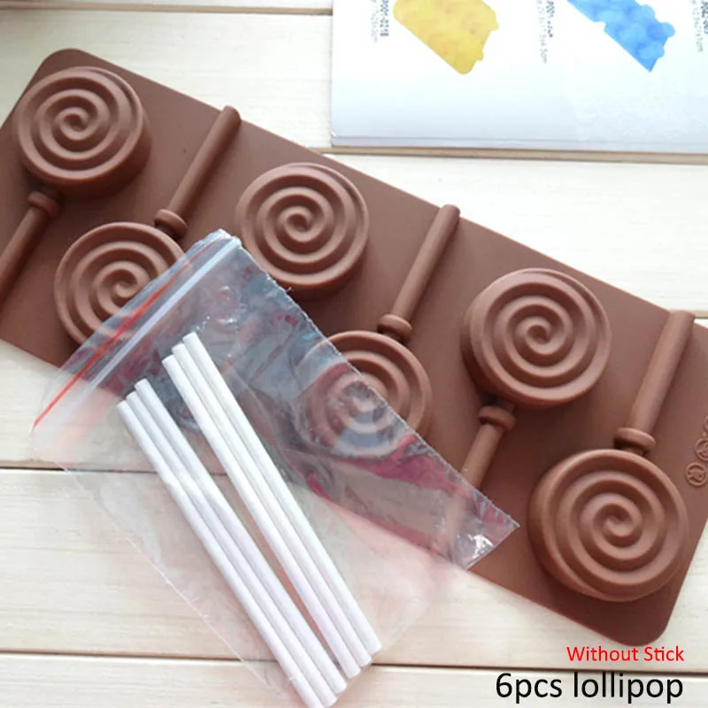 6pcs lollipop 1 шт. многофункциональная пищевая форма DIY аксессуары для выпечки инструменты для украшения торта печенье с мастикой силиконовая форма для леденцов - Цвет: 6pcs lollipop