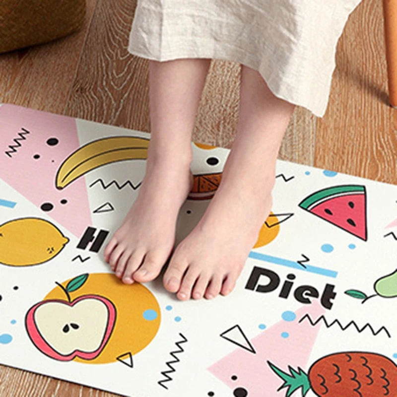 Мультфильм рисунок «Hello-Стиль Домашняя одежда покрыта водоотталкивающим антискользящим материалом с защитой от скольжения, домашний Водонепроницаемый и маслонепроницаемый длинная полоса ПВХ кожа Кухня коврики