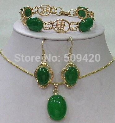 free shipping &gt&gt&gt&gt&gt18k Yellow Gold GP Green Emerald Oval Necklace Bracelet Earring | Украшения и аксессуары
