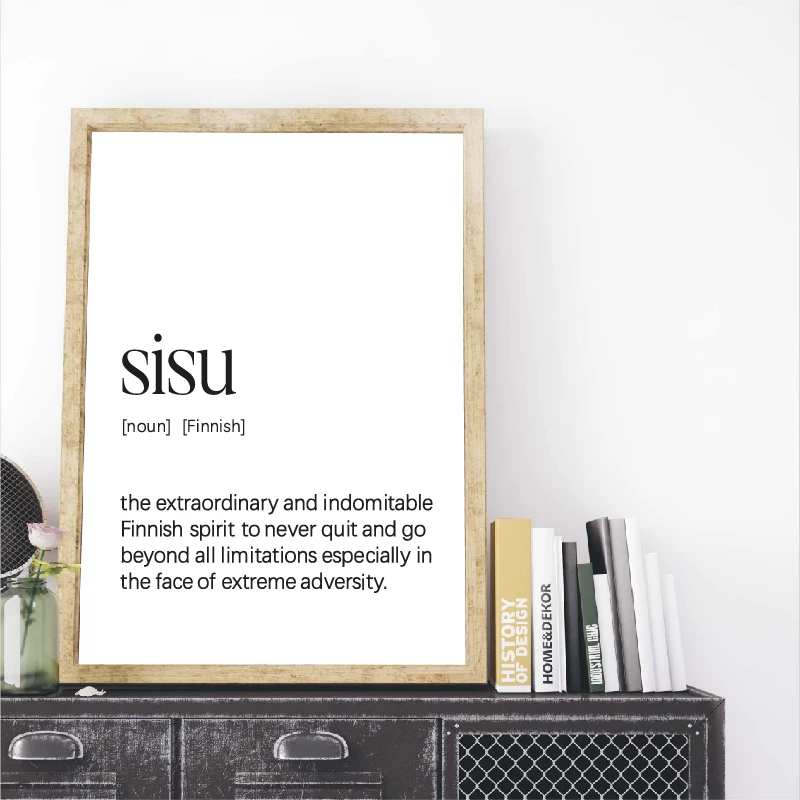 Sisu Definition с принтом с цитатой, финский подарок, финский Декор для дома, скандинавский плакат, Картина на холсте, украшение для гостиной