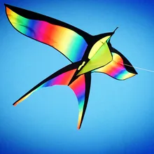 Цветной воздушный змей в форме ласточки, красивый Радужный воздушный змей, легкий контроль, летающий детский подарок, нейлоновый воздушный змей для спорта на открытом воздухе