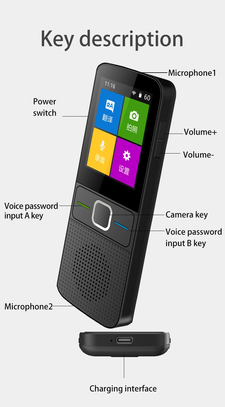 Portable T10 Smart Voice Translator 137 Language Translator Real-time Offline Smart Translator