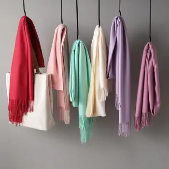 

2019 winter Scarf Unisex Female Male Best Quality Imitation Cashmere Scarves Pashmina Tassels Women Men Wrap shawl