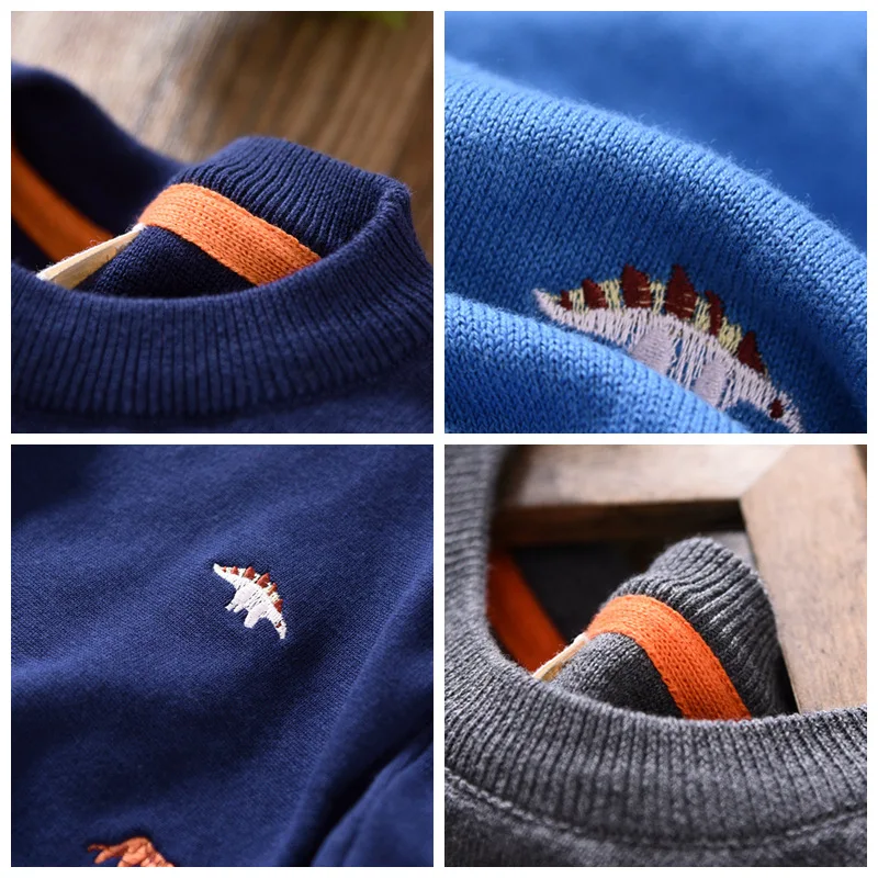 

Boys' Sweater Spring And Autumn Middle And Large Korean-style New Style Pullover Children Child Crew Neck Tops Non-Fine Yarn Bas