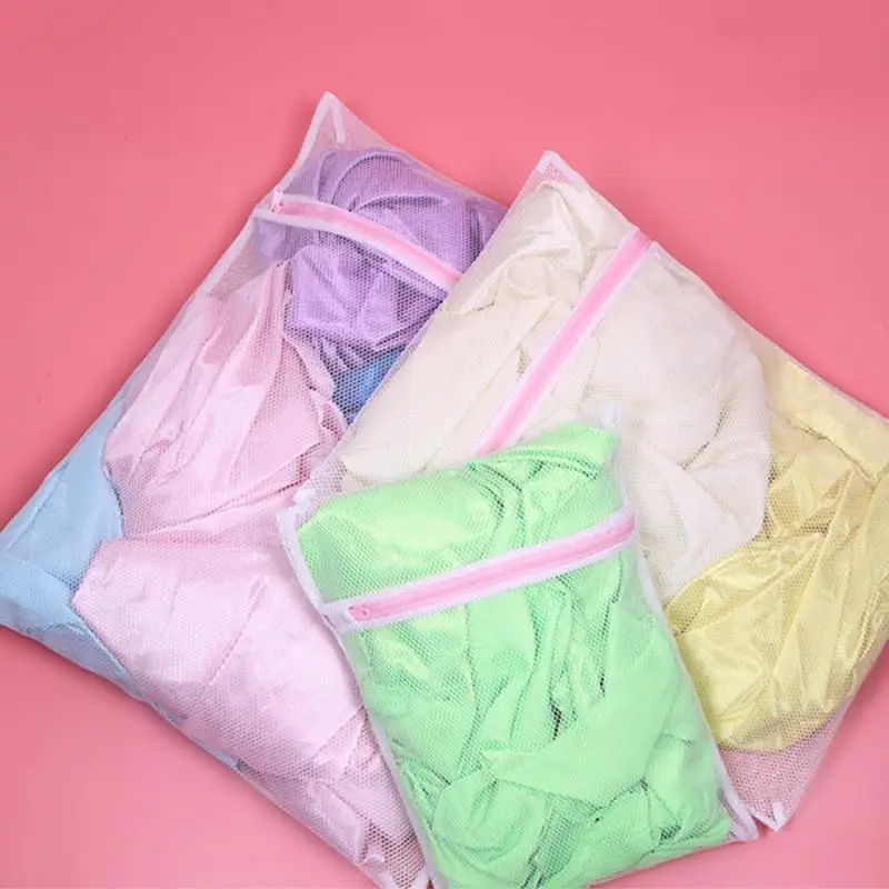 3 Size Printing Zippered Mesh Laundry Bag Polyester Washing Net Bag For Underwear Sock Washing Machine Pouch Clothes Bra Bags