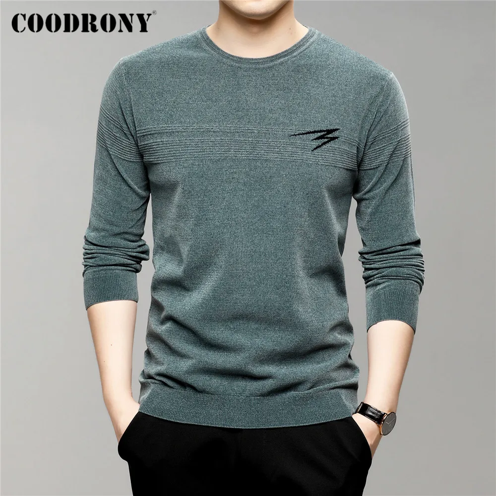 COODRONY-ropa de calle de alta calidad para hombre, Jersey de punto suave de manga larga y cuello redondo, C1266, primavera y otoño