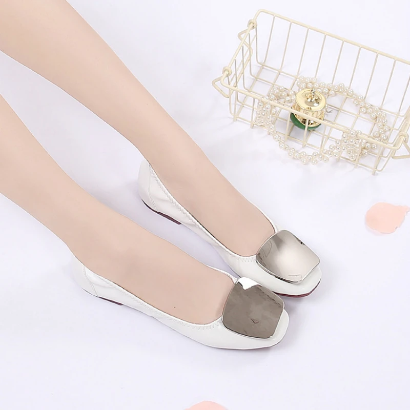 Luxury Women Flats Shoes Loafers Ballet Flats Shoes Woman Slip-On Solid Shallow Soft Bottom Comfort Ladies Shoes High Quality