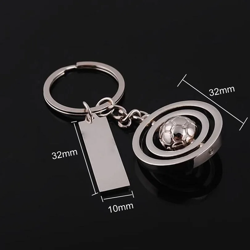Custom Logo Phone Number Name Keyring World Cup Design Silver Sports Football Golf Keychain Mini Rotate Ball Dangle Key Chains