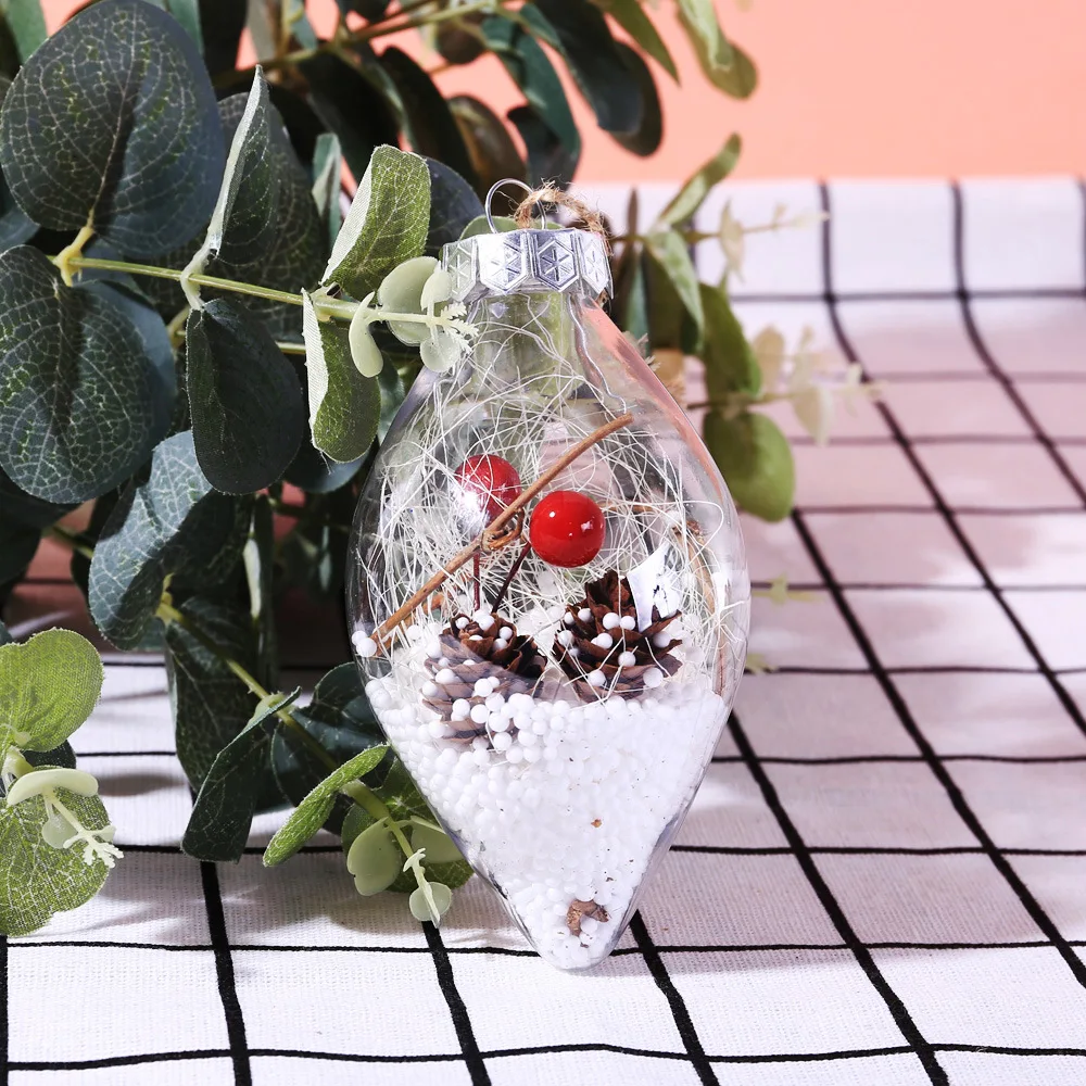 B-Christmas Tree Decorations Ball Transparent Open Plastic Clear Bauble Hanging Ornament Gift Present Box Decoration