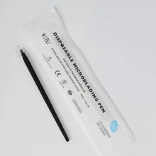 newest 0.16mm 18U black light microblading tattoo pen disposable sharp embroidery eyebrow manual pen handle with cap pack