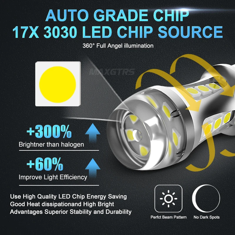 MAXGTRS LED ڵ  1157  ȣ 극ũ   DRL Ʈ 3030, BAY15D LED, 2x P21/5W, 18 LED smd ο , 6000K ȭƮ