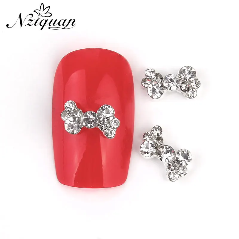 

10 Pieces/batch 3D Rhinestone Inlaid Nail Art Charm Nail Art Decoration Irregular DIY Polished Nail Art Accessories Silver Nails