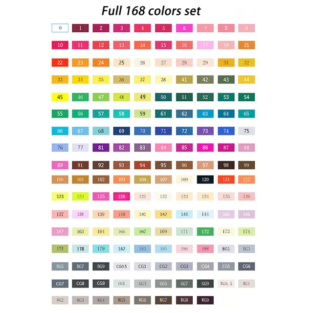 Full 168 colors set TouchFIVE художественный маркер, 168 цветов, двуглавый спиртовой эскизный маркер для школы, маркер для рисования, анимационный дизайн, школьные принадлежности - Цвет: Full 168 colors set