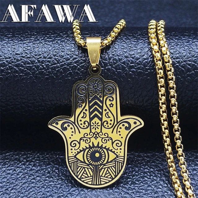 Gold Hamsa Necklace - Micro Hamsa (Diamond Eye) - IF & Co.