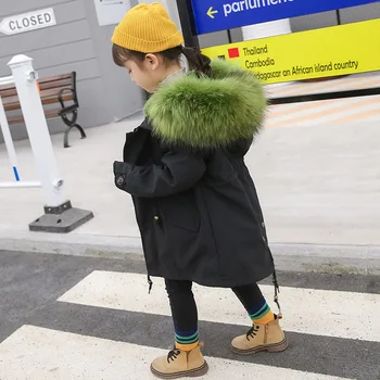 

Real Fur Kids Coat Natural Rabbit Fur Jackets for Girls Winter Jackets Girls Coat with Fox Fur Hooded Rabbit Fur Boys Jackets