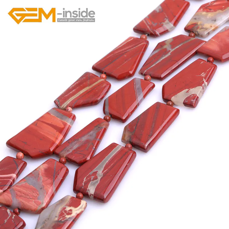 Online Edelstein innen 25x30mm Freefrom Rot Jaspe r Perlen Naturstein Perlen Lose Perle Für Schmuck Machen strang 15 zoll DIY!