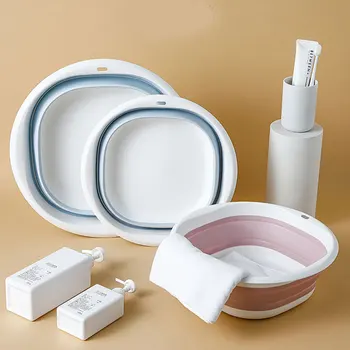 

Plastic Folding Basins Portable Wash Basins Folding Laundry Tub Bathroom Kitchen Accessories Travel Folding Wash Basin @