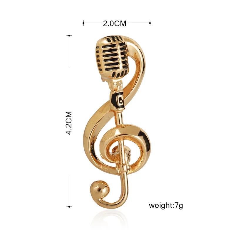 Funmor золотистый сплав микрофон Музыка Примечание Броши Эмаль Булавка для женщин мужчин певец вечерние концертная атрибутика подарок на год