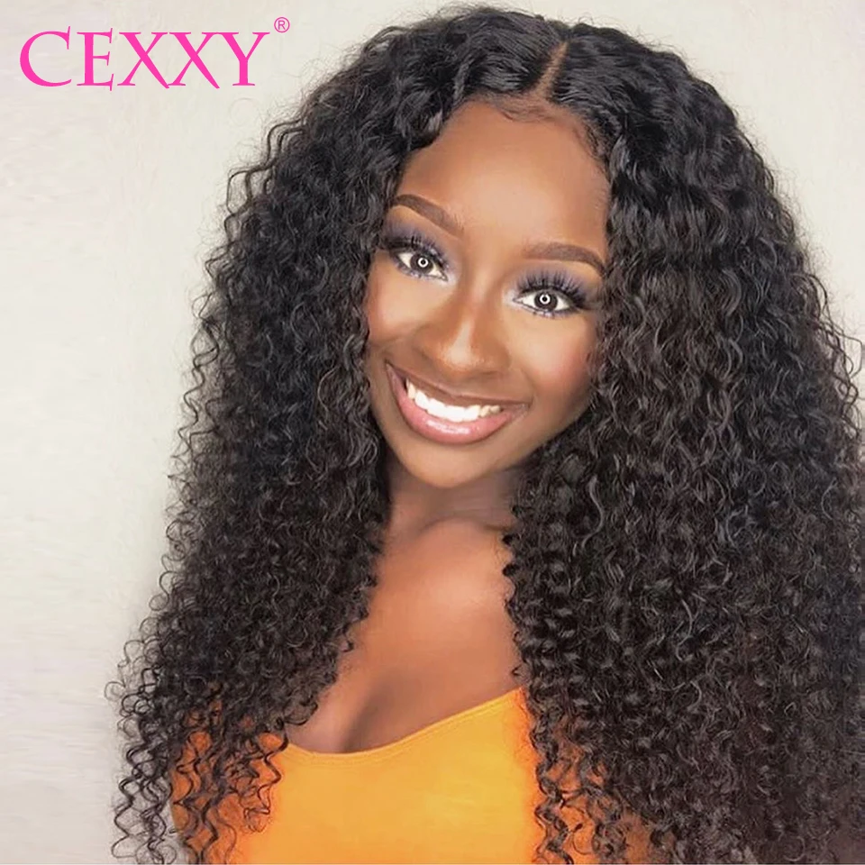 

CEXXY 13x6 Lace Front Human Hair Wigs Afro Kinky Curly Wig Brazilian Remy Hair Curly Human Hair Wigs For Black Women