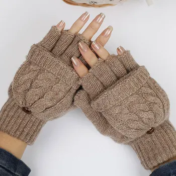 

Women Men Solid Winter Soft Fingerless Gloves Mittens Knitted Glove Hand Warmer Thicken Ladies Girls Women Glove