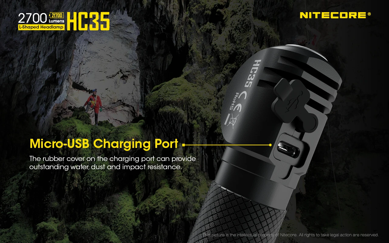 NITECORE HC35 USB перезаряжаемая фара 4* XP-G3 S3 светодиоды Макс. 2700 люмен дальность луча 134 м Спорт на открытом воздухе налобный фонарь