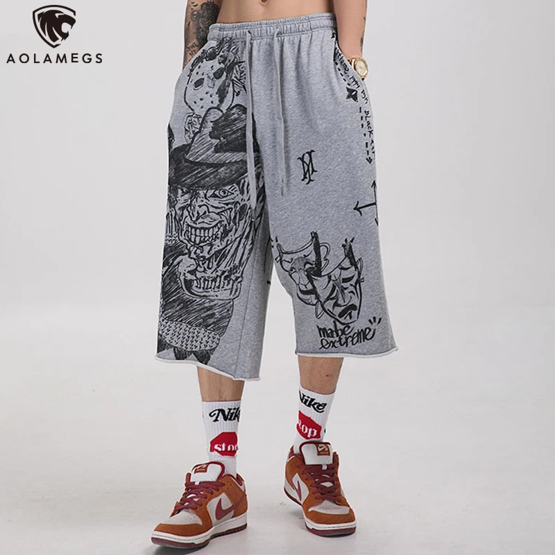 

Aolamegs Shorts Men Graffiti Print Streetwear Hip Hop Casual Shorts Oversized Joggers Shorts Summer Fashion Harajuku Sweatpants