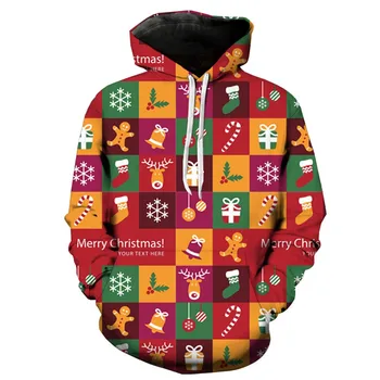 

Sagace Clothes Winter Hooded Sweatshirt Unisexy Christmas Printed Korean Loose Top Pocket Couples Claus Xmas Patterned Tops