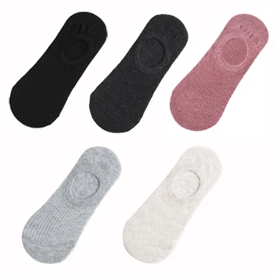 5 Pairs Woman Silicone Non-slip Invisible Socks Summer  Cotton Ankle Solid Color Boat Women's Slippers 35-40EUR Short Socks Lot 11