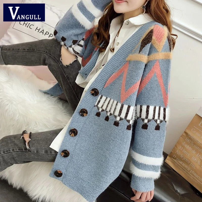 

Women Sweater Cardigans Single Breasted Knitted Cardigans Korean Long Sleeve Loose Winter Clothes Women Sweater Tops