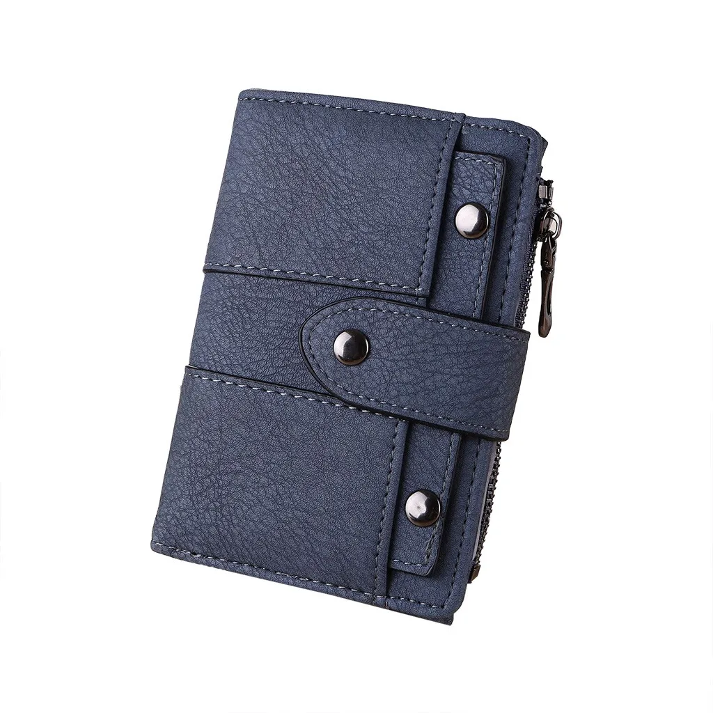 

Wallet Women Wallets Women's Coin Purse Coin Bag Vintage Scrub Buckle Rivet 3 Fold Card Pack Wallet Cartera De Mujer Cartera