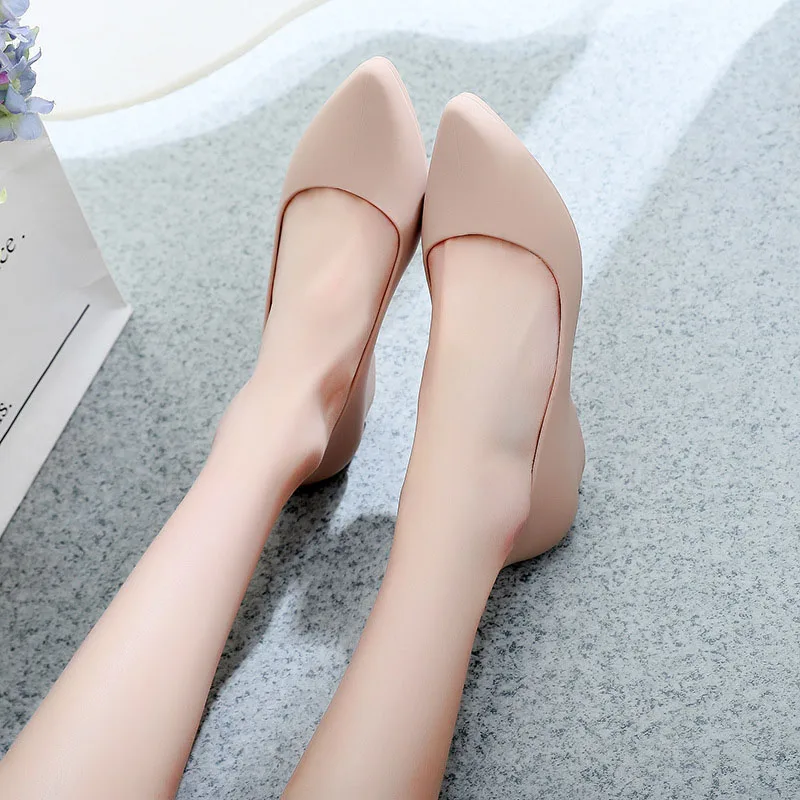 CXJYWMJL Autumn Fashion Low Heel Women Shoes Comfortable Wedge Heel Shoe Pointed Shallow Mouth Shoes Fashion Wild Female Shoe - Цвет: A2