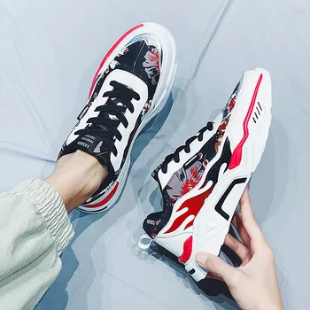 

New Men Casual Shoes Lace-up All Mens Shoes Fashion Female Clunky Sneakers Casual Platform High Increasing Dad Movement 39-44