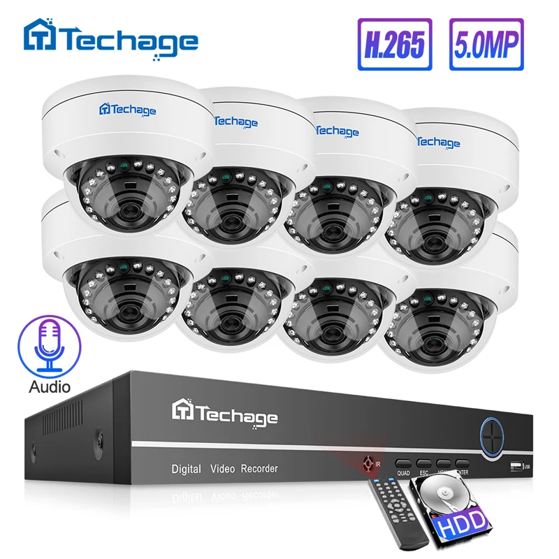 

Techage H.265 8CH 48V POE NVR DVR HD CCTV System 4MP Indoor Dome POE IP Camera IR Night Vision Video Security Surveillance Kit