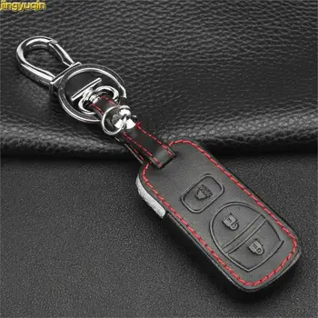 

jingyuqin 3 Button Leather Remote Car Key Cover for Nissan Armada Frontier Murano Pathfinder Quest Titan Xterra Fob Case Styling