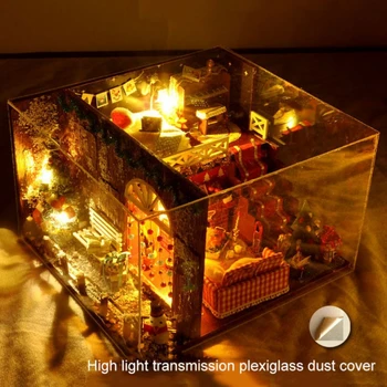 

DIY DollHouse Christmas Miniature Dollhouse Furniture Kit Toys for Children House Model Craft Kit New Year Christmas Gifts 2020