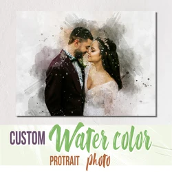 Personalized Watercolor Canvas Art - Unique Anniversary Gift - 80x120cm no framed