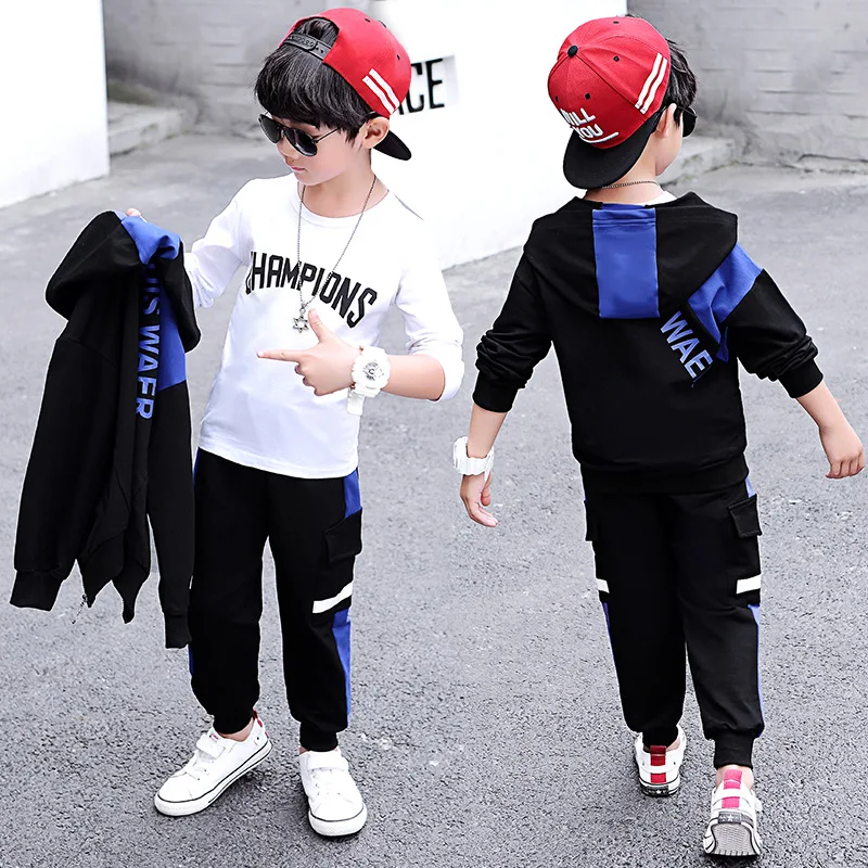 

Childrenswear 2019 New Style BOY'S Spring And Autumn Three-piece Set Big Virgin Boy Sports Leisure Suit