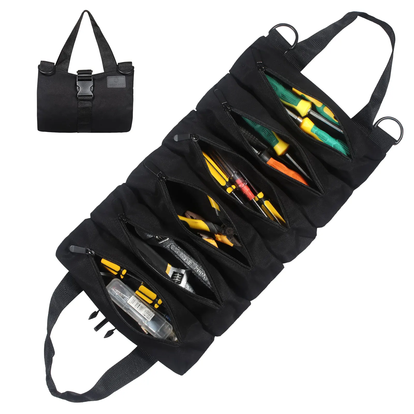 mobile tool chest WESSLECO Multi-Purpose Roll Up Tool Bag Canvas Tool Pouch Storage Organizer Portable Electrician Tool Bag With Handle best tool backpack Tool Storage Items