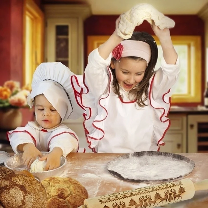 Kitche, инструмент для раскатки теста, палочка для выпечки печенья, тисненый деревянный штифт для торта, выгравированный Рождественский валик