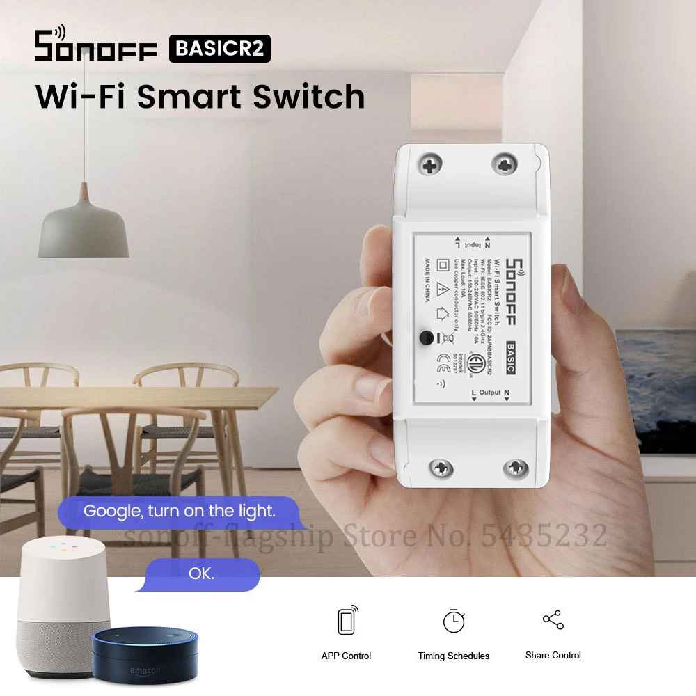 Itead SONOFF BasicR2 Wifi Smart Switch Module Via e-Welink Remote Control Wifi Switch Domotica Light Controller Timer