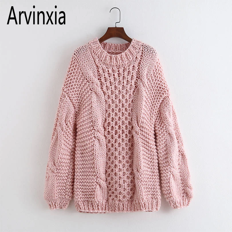 Arvinxia ZA Fashion Solid O Neck Loose Stylish Woman Sweaters New Korean Style Pullovers Streetwear Femme | Женская одежда