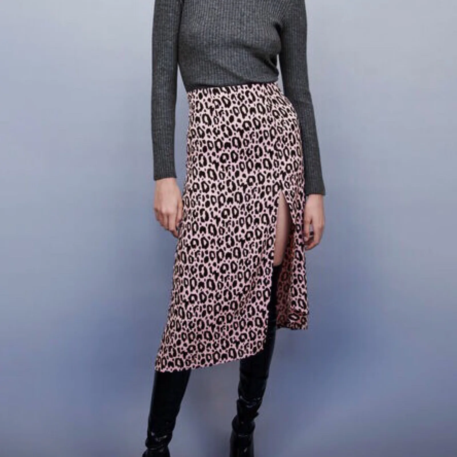 

Women Skirt 2019 autumn and winter new Leopard print Slim sexy high slit long women's skirt