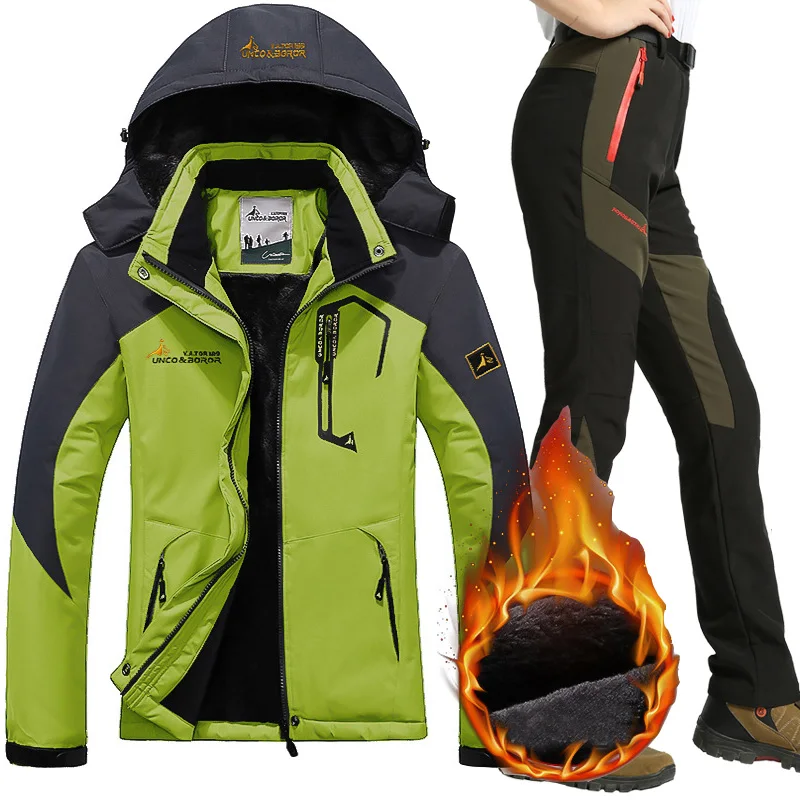 Waterproof Ski Suit Women Ski Jackets Pants Female Winter Outdoor Mountain Skiing Snow Snowboard Inner Fleece Warm Jackets Pants