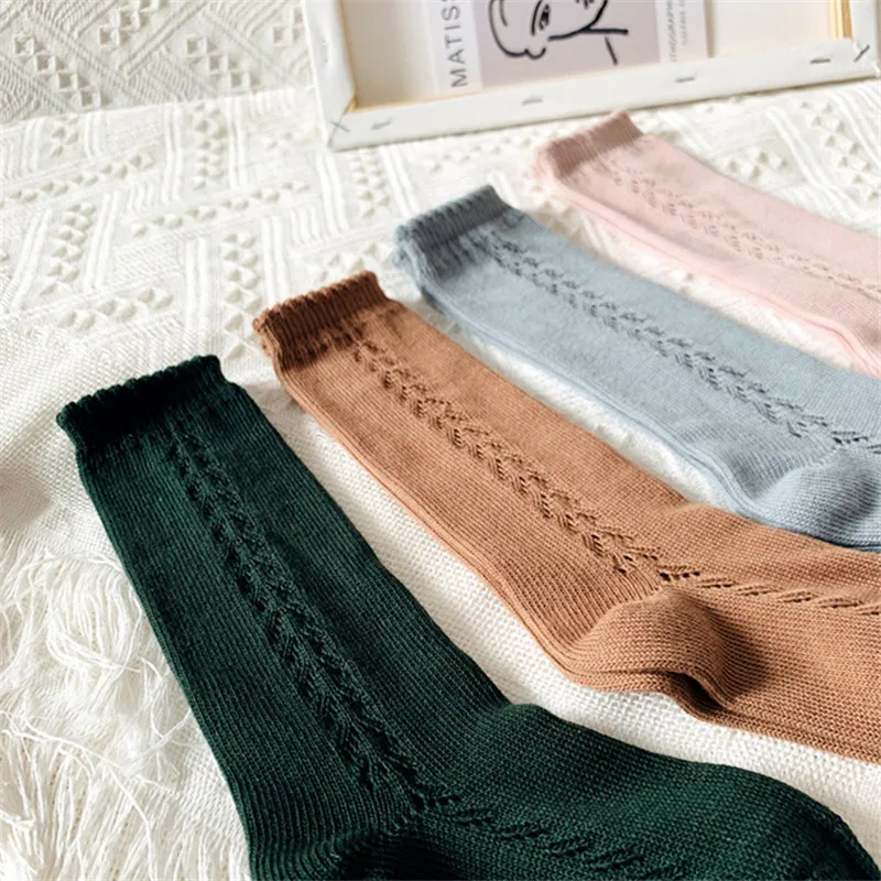 Soft Cute Kids Knee High Socks Baby Boys Girls Cotton Mesh Breathable Soft Socks Newborn Infant Long Socks Suit For 0-8 Years