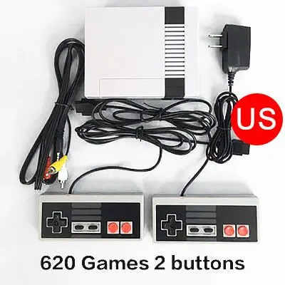 2 Buttones US Plug Мини-ТВ портативная семейная игровая консоль для отдыха встроенный 620 классический AV порт ретро двойной геймпад игровой плеер подарок детям - Цвет: 2 Buttones US Plug