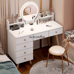 Tocador moderno minimalista para dormitorio, armario de almacenamiento de apartamento pequeño, Red Integrada, mesa de maquillaje de alta gama, color rojo Ins Wind
