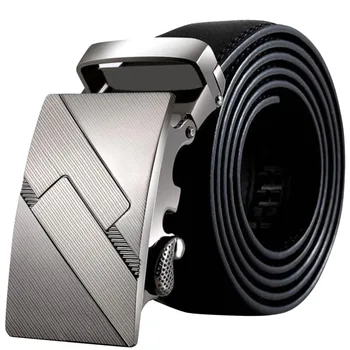 

Male Fashion Waist Belts Men High Quality Genuine Leather Famous Brand Gold Silver Automatic Buckle Belt Waist Strap M730