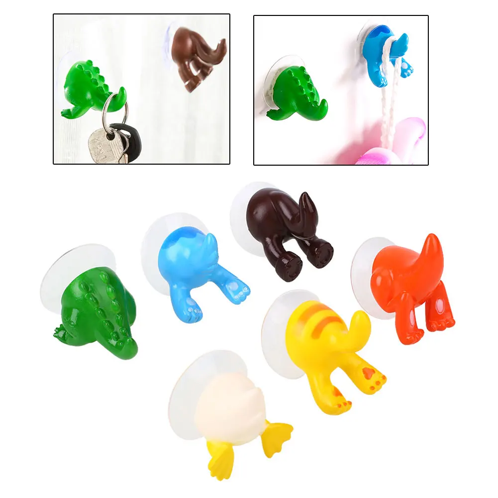 Мультфильм животных хвосты Сильные всасывания Крючки Держатель для ванной и кухни ключ полотенце дома