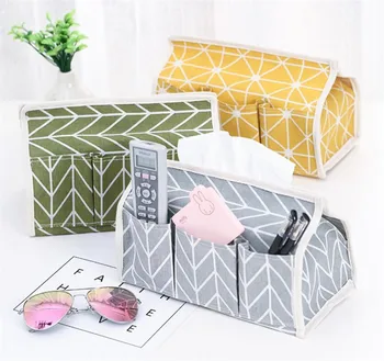 

Cotton Linen Art Tissue Box Napkin Holder Cover Room Car Sofa Paper Container Case 3 Colors